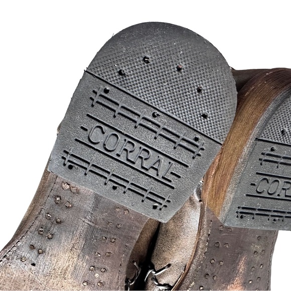 Corral Leather Barbed Wire Square Toe Brown Cowboy Boots A3532 Mens Size 15 D - Picture 16 of 16